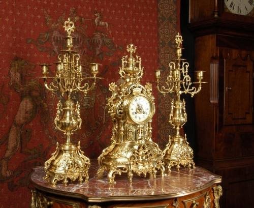 fig 2. Large Antique French Clock Set by A. D. Mougin Circa 1890